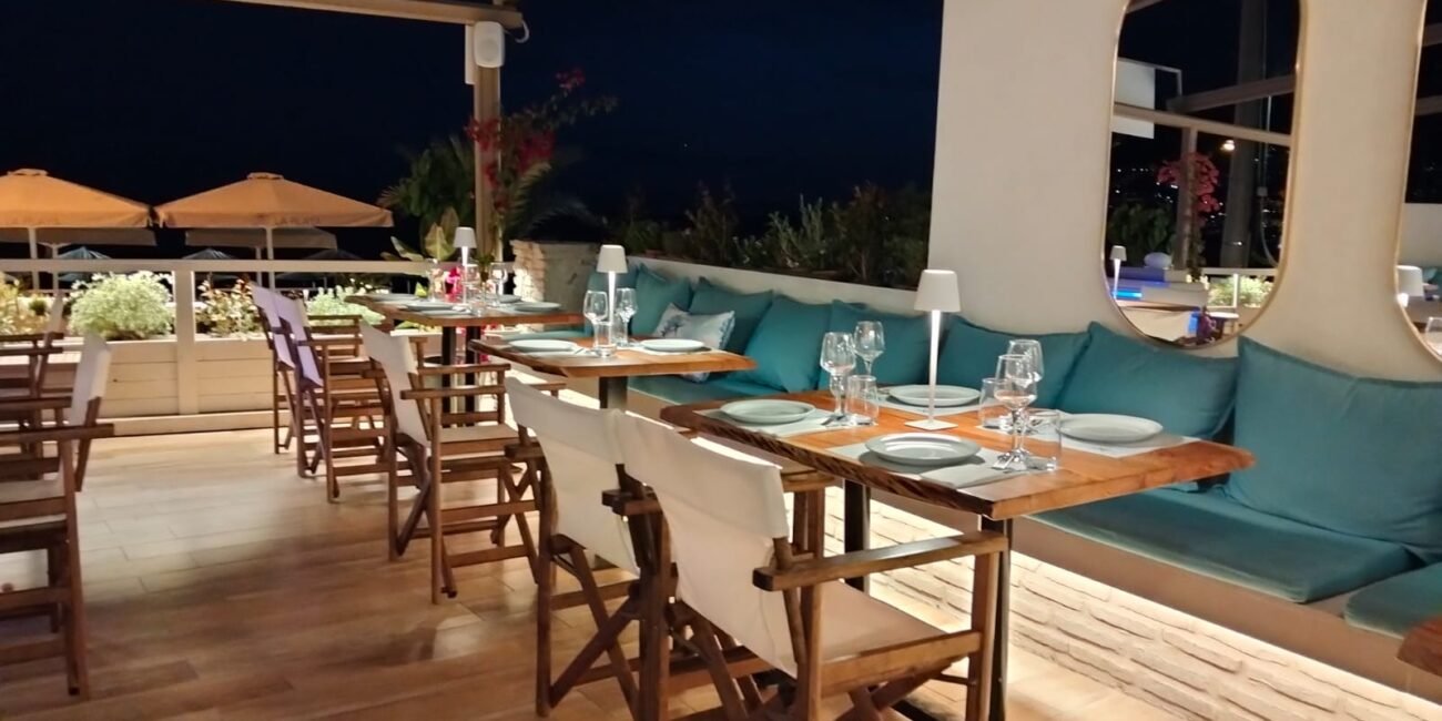 Beachfront dining experience at La Playa Kalamata with sea view
